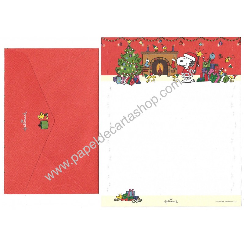 Conjunto de Papel de Carta Snoopy Christmas Hallmark Japan