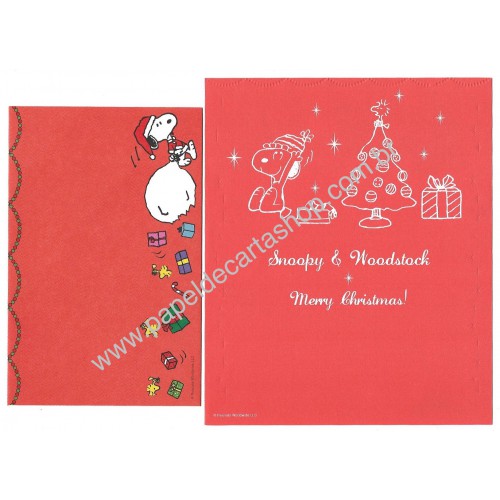 Conjunto de Papel de Carta Snoopy Christmas Hallmark Japan