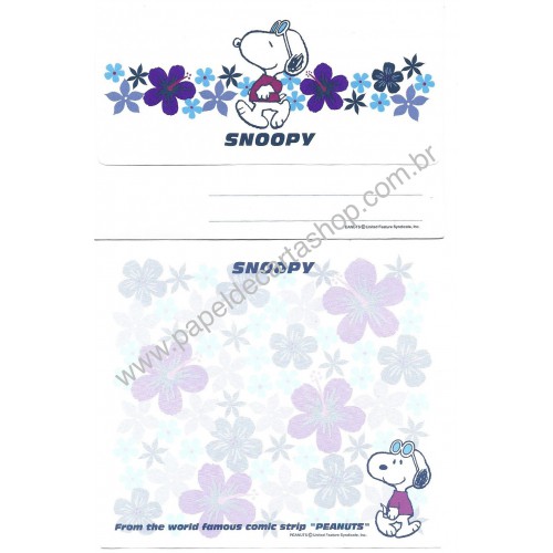 Kit 2 Conjuntos de Papel de Carta Snoopy Peanuts Japan