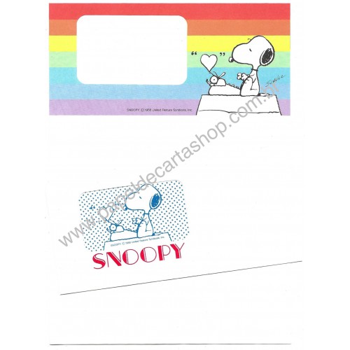 Conjunto de Papel de Carta Snoopy Letter Vintage Hallmark Japan