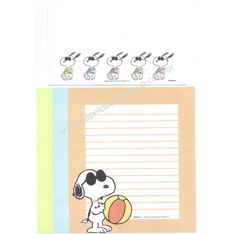 Conjunto de Papel de Carta Snoopy Joe Cool Antigo Hallmark Japan