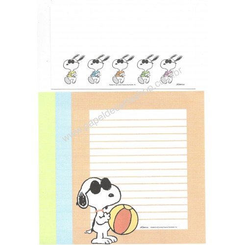 Conjunto de Papel de Carta Snoopy Joe Cool Antigo Hallmark Japan