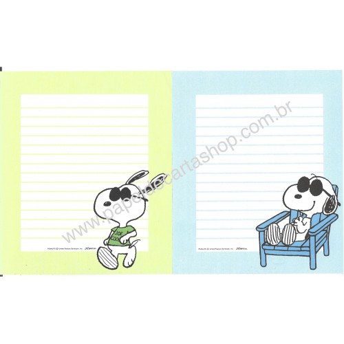 Conjunto de Papel de Carta Snoopy Joe Cool Antigo Hallmark Japan