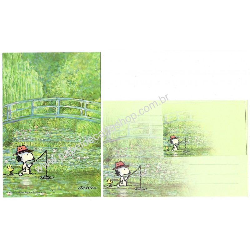 Conjunto de Papel de Carta Snoopy Grandes Pintores CVD Hallmark JP