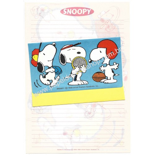 Conjunto de Papel de Carta Snoopy Sports Hallmark Japan