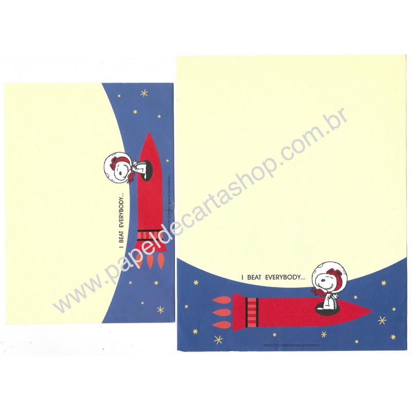 Conjunto de Papel de Carta Snoopy Astronaut Peanuts Hallmark