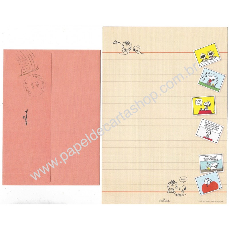 Conjunto de Papel de Carta Snoopy with Best Wishes CRS Hallmark Jp