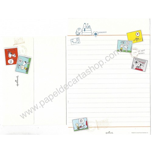 Conjunto de Papel de Carta Snoopy with Best Wishes CBR Hallmark Jp