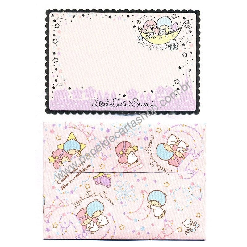 Ano 2014. Mini-Cartão de Mensagem Little Twin Stars Sanrio