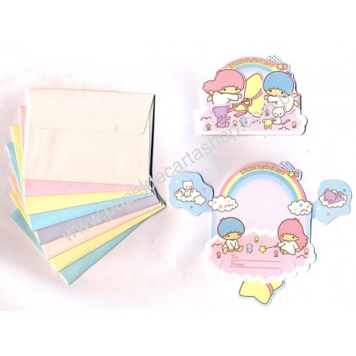 Ano 2016. Kit Mini-Cartão de Mensagem Little Twin Stars Sanrio