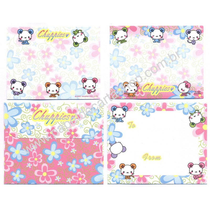 Ano 2001. Conjunto de Mini Papel de Carta Chuppies CH2 Sanrio