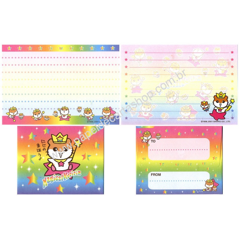 Ano 2001. Conjunto de Papel de Carta Magical Kuririn Antigo (Vintage) Sanrio