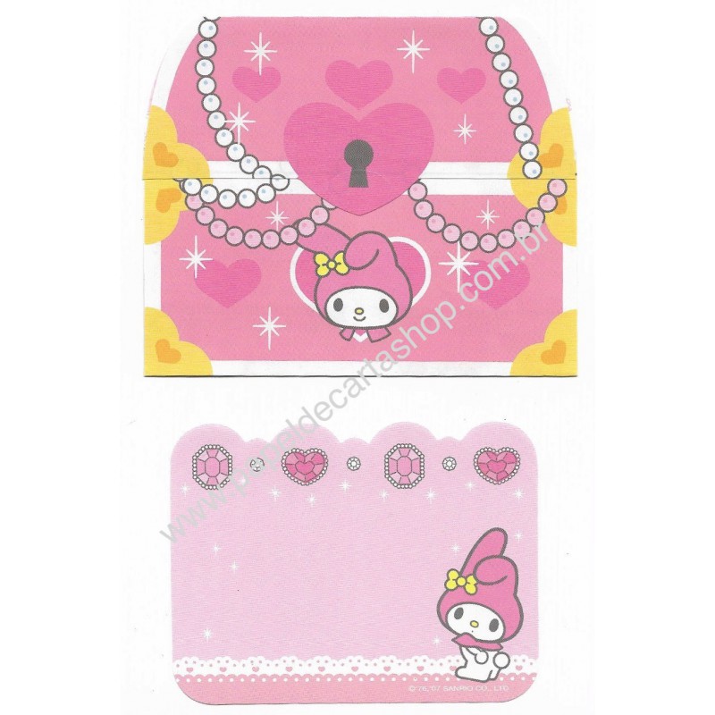 Ano 2007. Conjunto de Mini Papel de Carta My Melody Treasure Sanrio