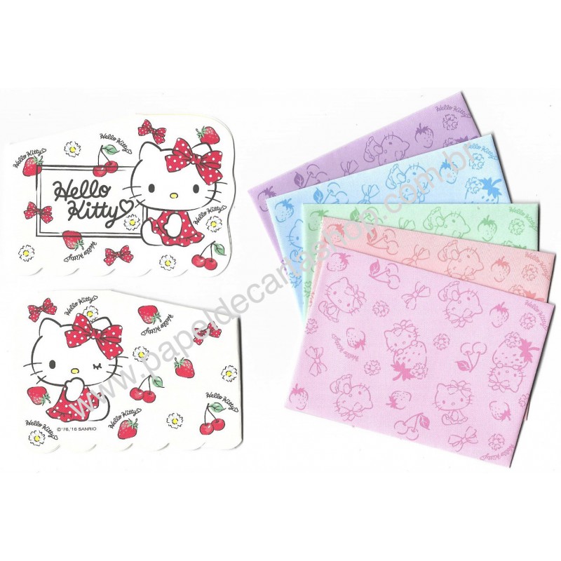 Ano 2016. Kit Mini-Cartão de Mensagem Hello Kitty Strawberry Sanrio