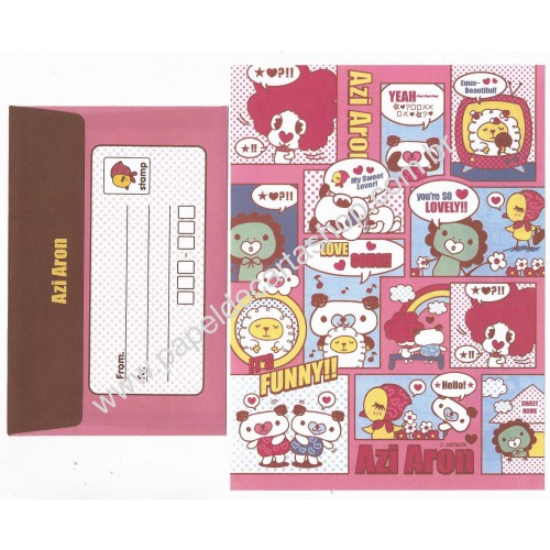 Conjunto de Papel de Carta Azi Aron Funny Artbox Korea