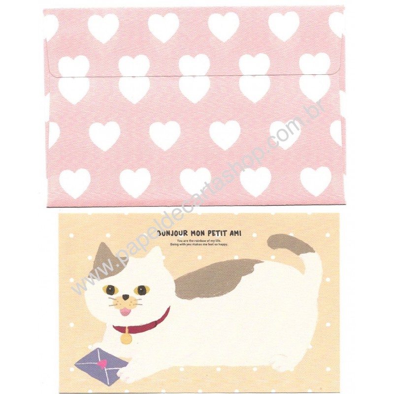 Conjunto de Papel de Carta Bonjour Cat Artbox Korea