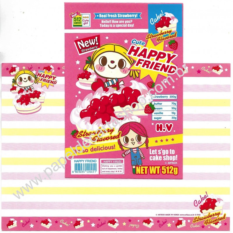 Conjunto de Papel de Carta Cake Strawberry Flavored Artbox Korea