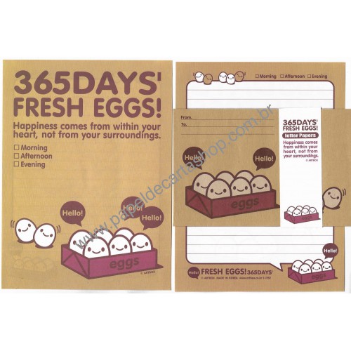 Conjunto de Papel de Carta Fresh Eggs Artbox Korea