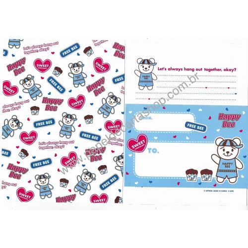 Conjunto de Papel de Carta Happy Bee Artbox Korea