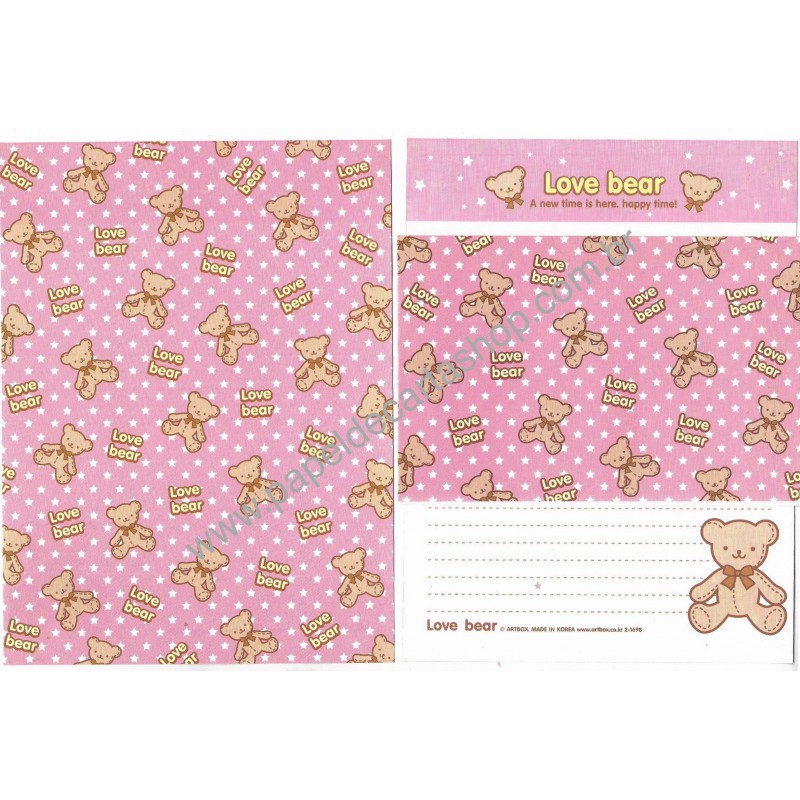 Conjunto de Papel de Carta Love Bear Artbox Korea