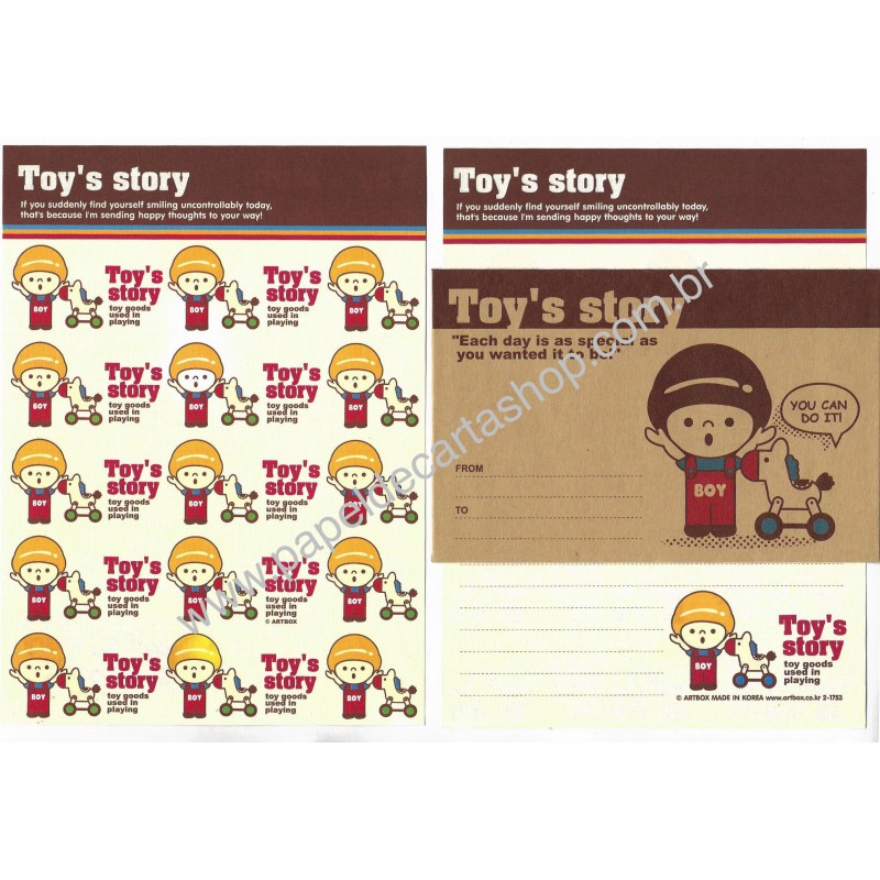 Conjunto de Papel de Carta Toy's Story CMA Artbox Korea