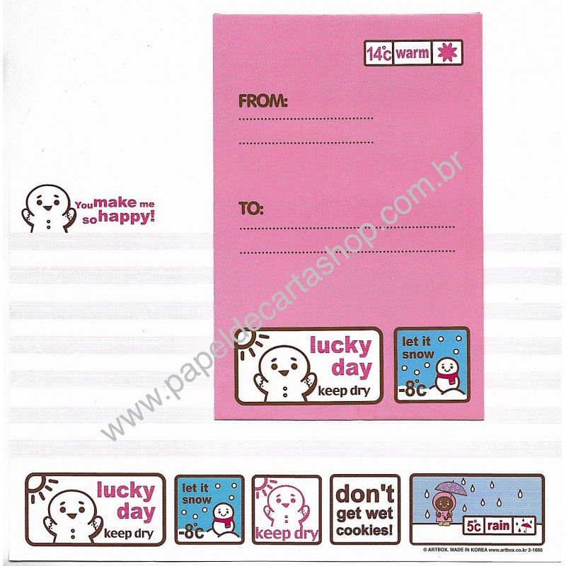 Kit 2 Conjuntos de Papel de Carta Lucky Day Artbox Korea