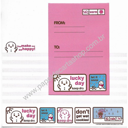 Kit 2 Conjuntos de Papel de Carta Lucky Day Artbox Korea