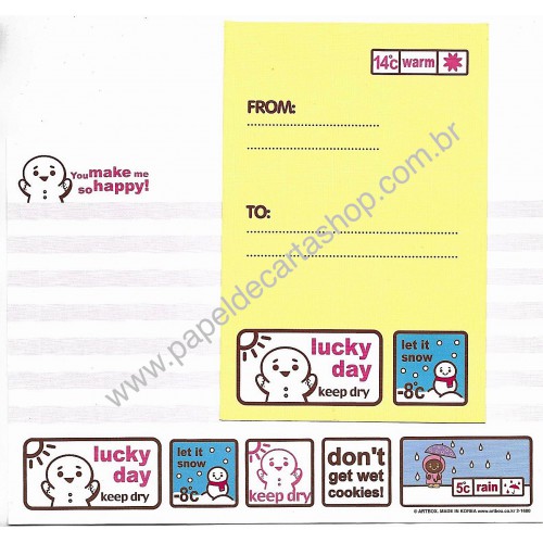 Kit 2 Conjuntos de Papel de Carta Lucky Day Artbox Korea