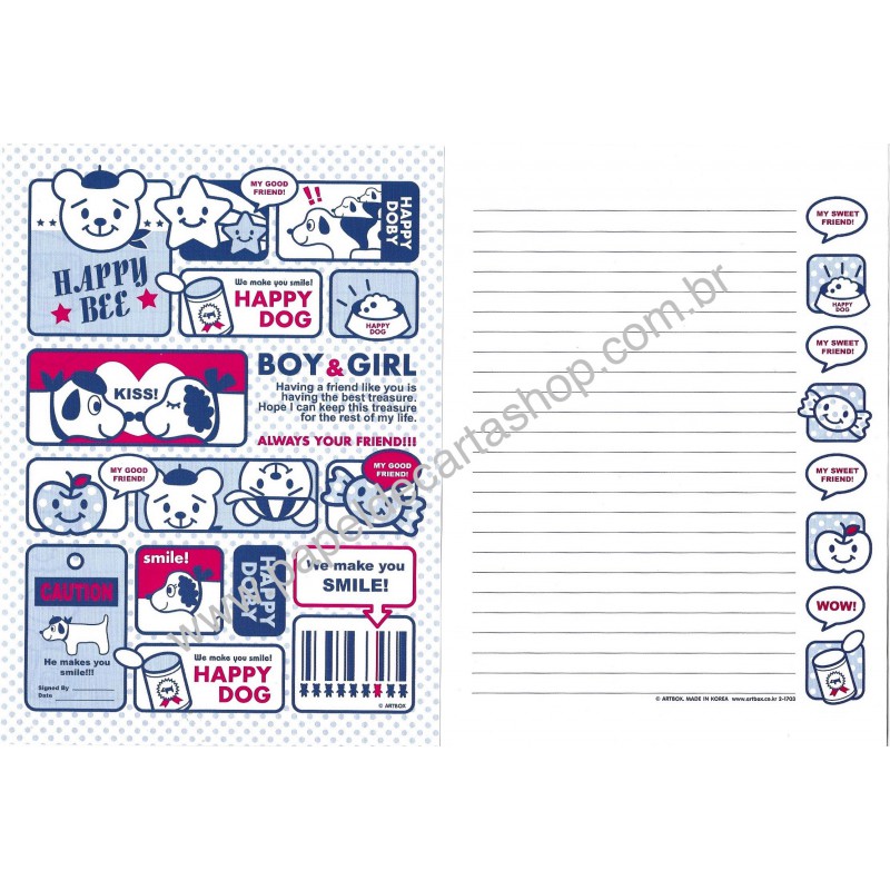 Papel de Carta Happy Dog Artbox Korea