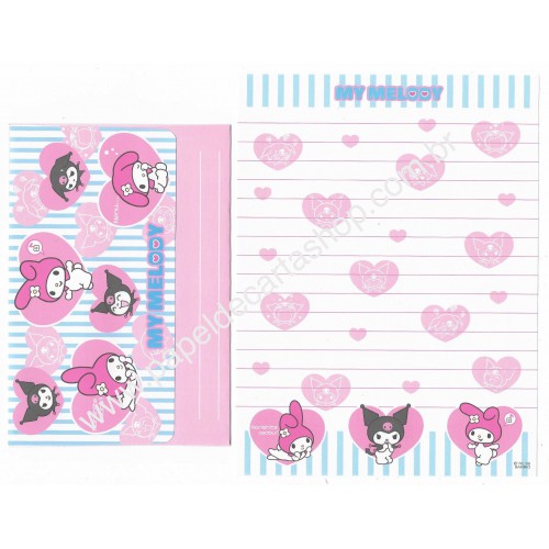 Ano 2005. Conjunto de Papel de Carta Kuromi Nanishite Sanrio