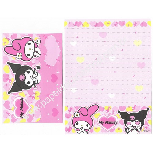 Ano 2006. Conjunto de Papel de Carta My Melody & Kuromi 3 Sanrio