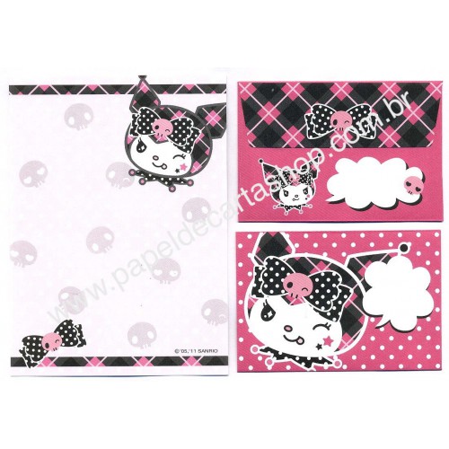 Ano 2011. Conjunto de Mini-Papel de Carta Kuromi 2 - Sanrio