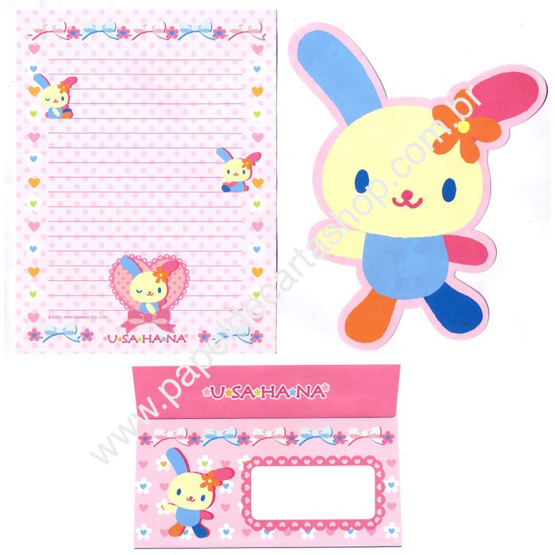 Ano 2004. Conjunto de Papel de Carta U*sa*ha*na Fashion Dupla Sanrio