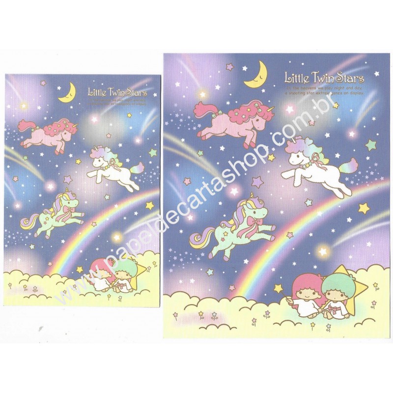 Ano 2021. Conjunto de Papel de Carta Little Twin Stars Sanrio