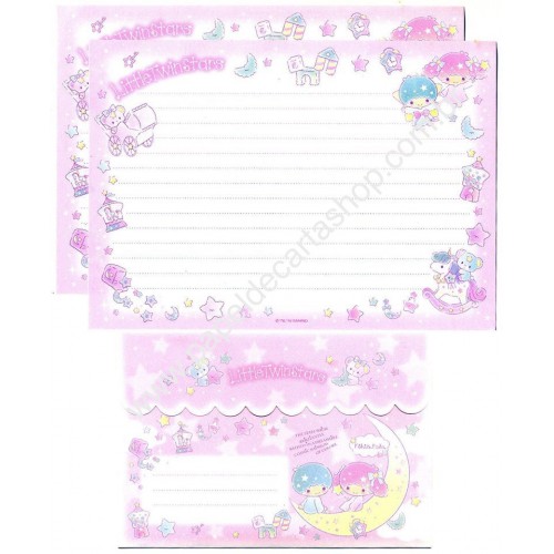 Ano 2016. Conjunto de Papel de Carta Little Twin Stars Stars Sanrio