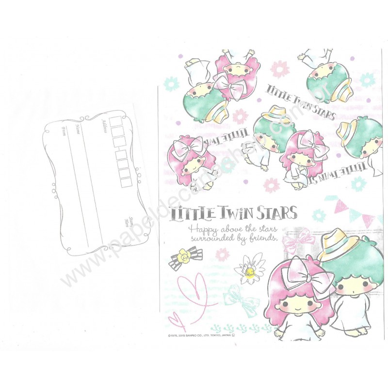 Ano 2015. Kit 2 Conjuntos de Papel de Carta Little Twin Stars Happy T