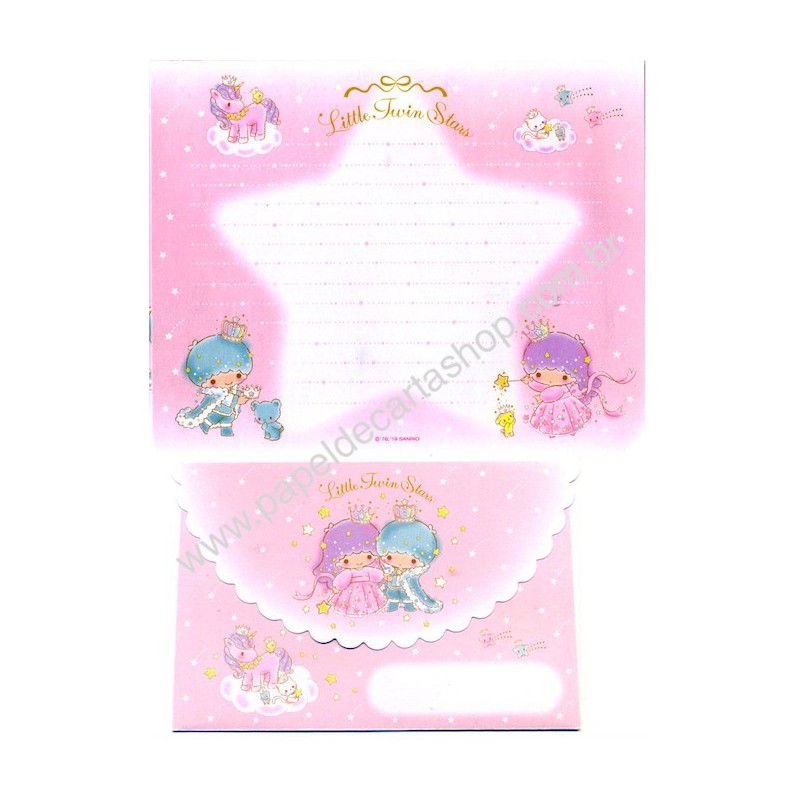 Ano 2019. Conjunto de Papel de Carta Little Twin Stars Sanrio