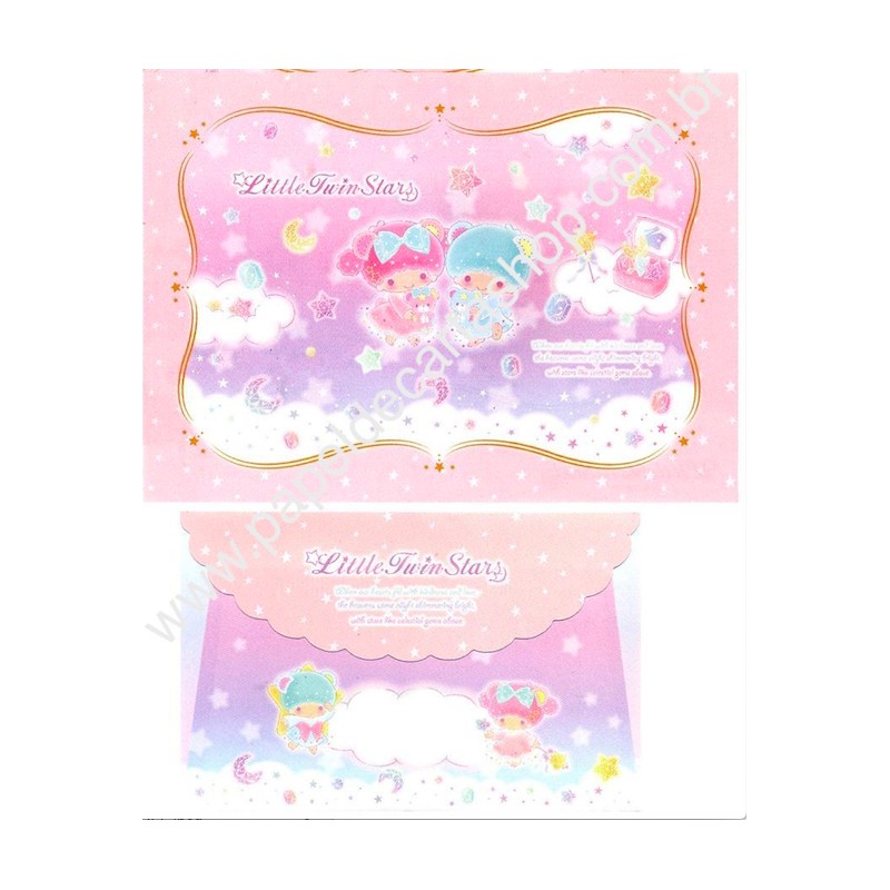 Ano 2017. Conjunto de Papel de Carta Little Twin Stars Gems Sanrio