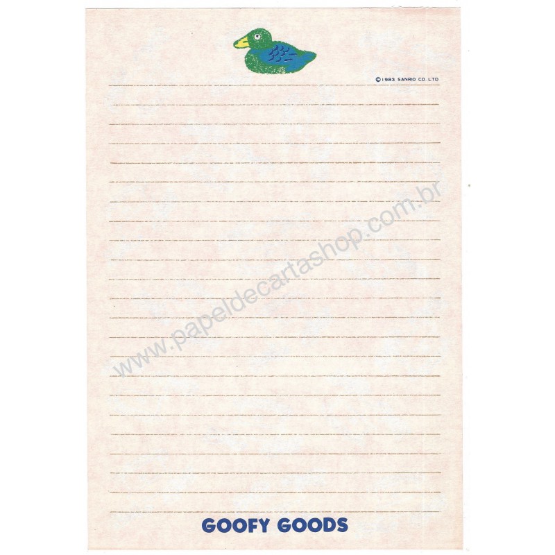 Ano 1983. Papel de Carta Goofy Goods Sanrio