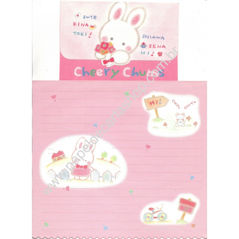 Ano 1989. Conjunto de Papel de Carta Antigo Cheery Chums CRS Sanrio