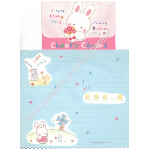 Ano 1989. Conjunto de Papel de Carta Antigo Cheery Chums CAZ Sanrio