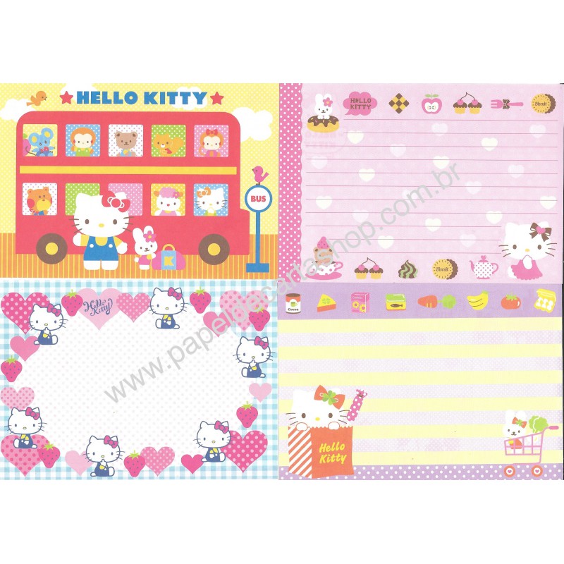 Ano 2010. Kit 4 Notas Hello Kitty Bus Sanrio