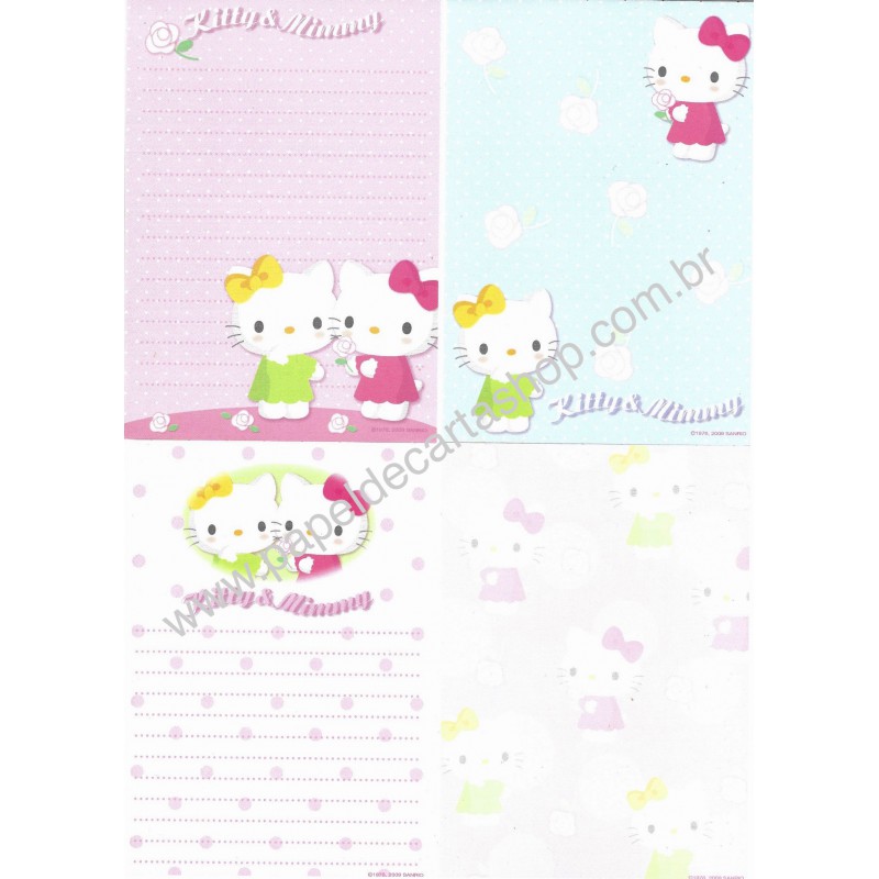 Ano 2009. Kit 4 Notas Nota Hello Kitty & Mimmy Sanrio