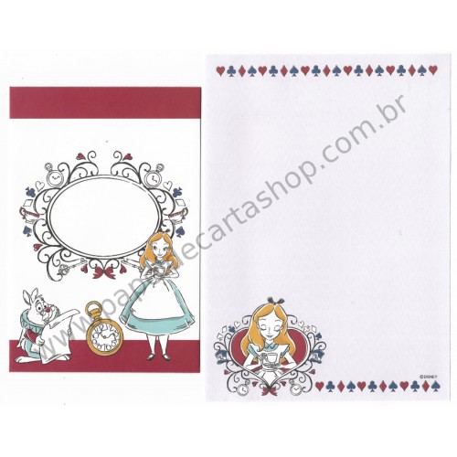 Kit 2 Conjuntos de Papel de Carta Disney Alice in Wonderland