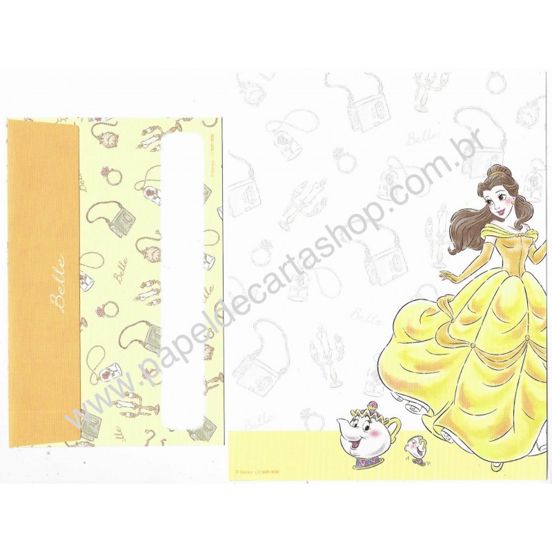 Kit 2 Conjuntos de Papéis de Carta Disney Belle Sun-Star Japan