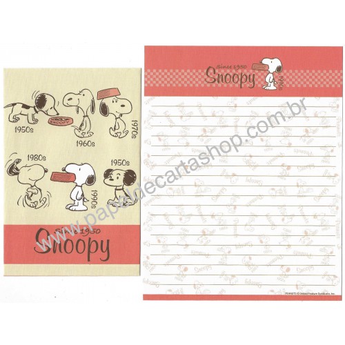 Kit 2 Conjuntos de Papel de Carta Snoopy Celebrating Peanuts 60 Years 2020