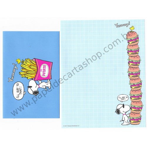 Kit 2 Conjuntos de Papel de Carta Snoopy WOW Peanuts 2017