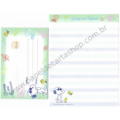 Kit 2 Conjuntos de Papel de Carta Snoopy Good Day Peanuts 2017