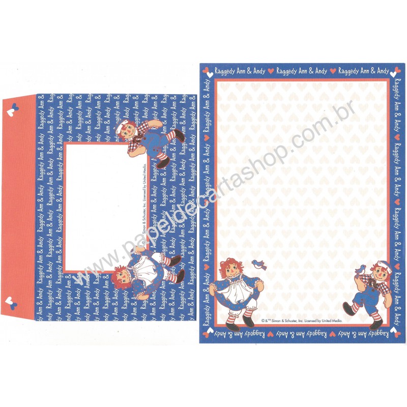 Conjunto de Papel de Carta Importado Raggedy Ann & Andy CAZ