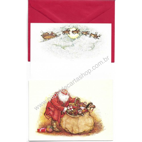 Conjunto de Papel de Carta & Notecard Antigo Holly Hobbie Santa